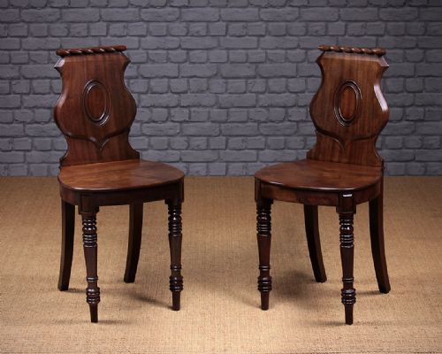 Pair of William IV Mahogany Hall Chairs C.1830.