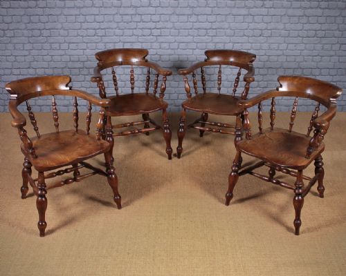 Set of Four Ash & Elm Armchairs C.1880.