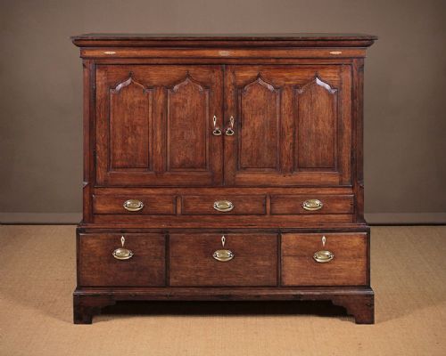 Low Welsh Oak Press Cupboard C.1800.