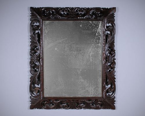 Carved Oak Cushion Frame Mirror C.1890.