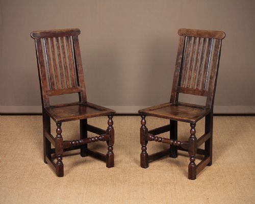 Pair of 18th.c. Oak Side Chairs C.1760