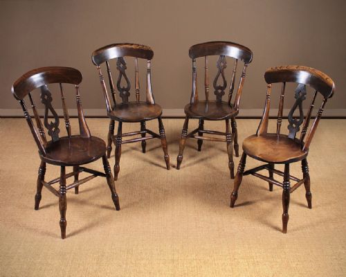 Four Ash and Elm Kitchen Dining Chairs C.1890