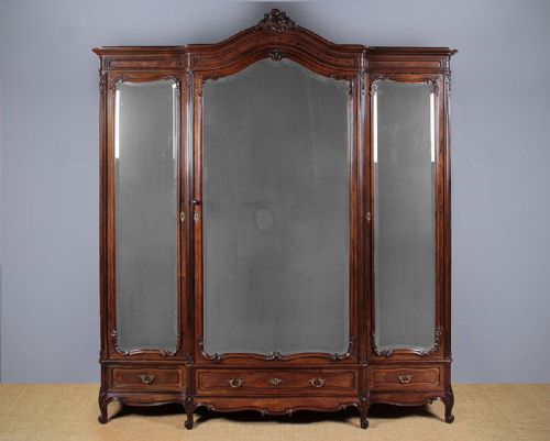 Late 19th.c. Rosewood Triple Wardrobe C.1890.