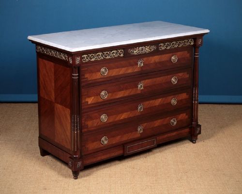 Brass Mounted Marble Top Chest of Drawers C.1910