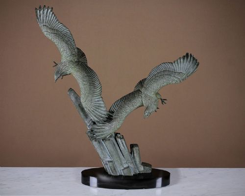 Art Deco Sculpture of Eagles in Flight by Rulas C.1930.