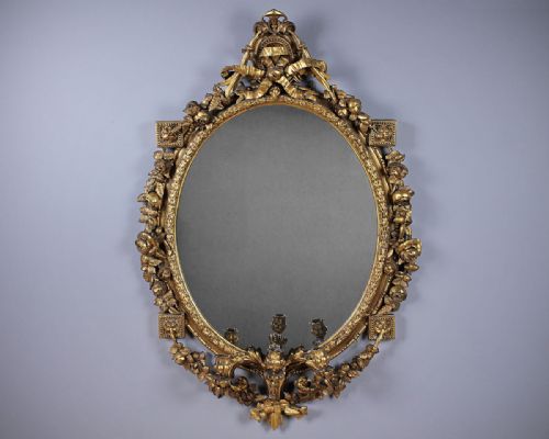 Large Gilded Girandole Wall Mirror C.1870.
