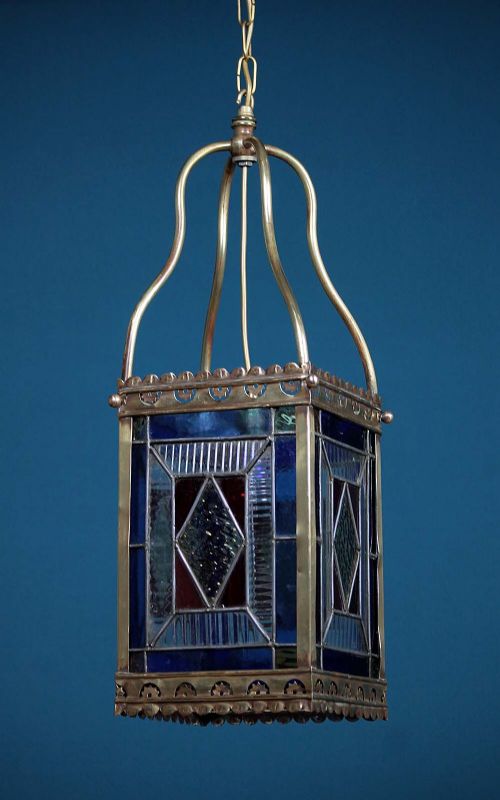 Coloured Glass Porch Lantern C.1880