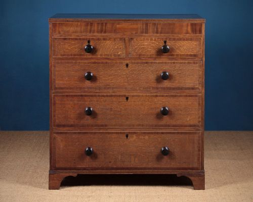Oak & Mahogany Crossbanded Chest of Drawers C.1820.