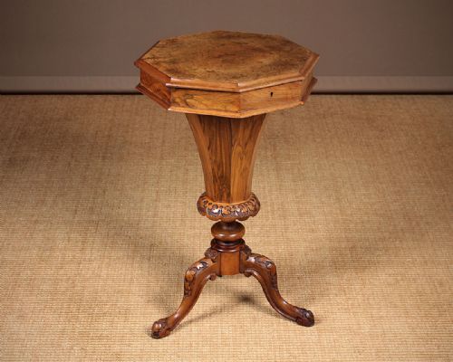 Inlaid Burr Walnut Work or Sewing Table C.1870.