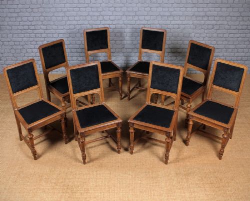 Set Eight Late 19th.c. Oak Dining Chairs C.1895.