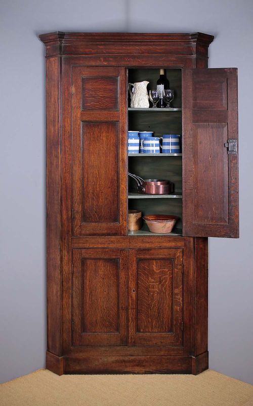 Full Height Oak Kitchen Corner Cupboard C.1810.