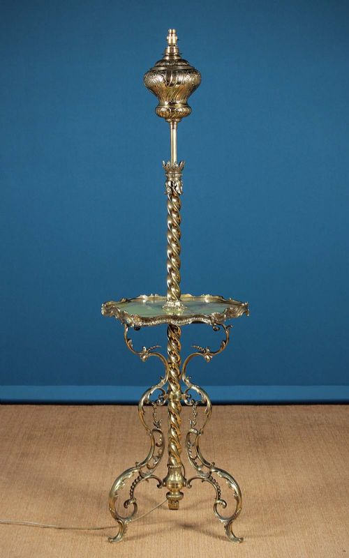 Brass Standard Lamp & Wine Table C.1890.