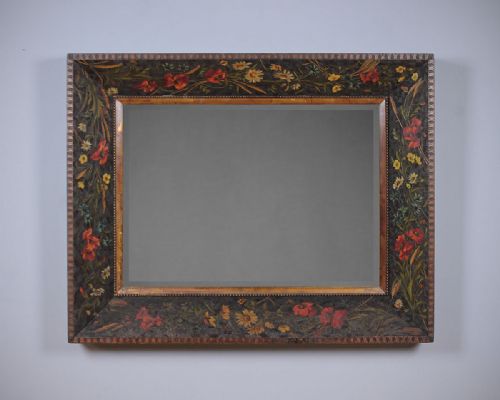 Late 19th.c. Floral Decorated Framed Mirror C.1890
