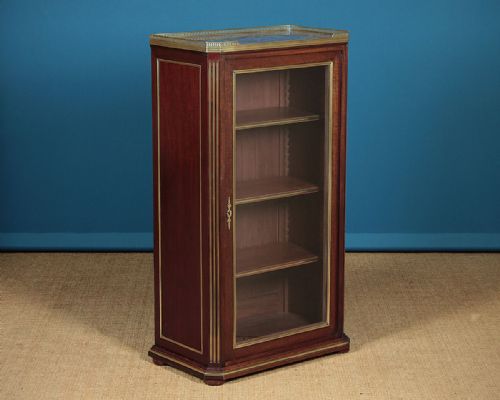 French Brass Inlaid Marble Top Side Cabinet C.1900.