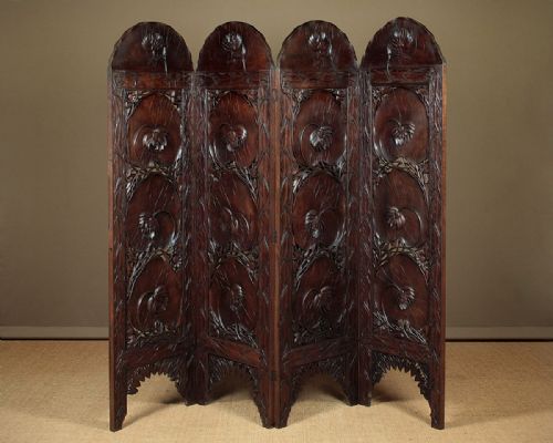 Exotic Botanical Carved Screen C.1920.