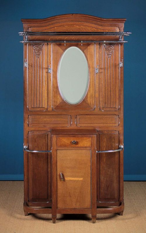 Art Deco Oak Hall Stand C.1930