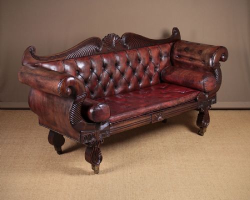 Regency Era Mahogany & Leather Settee C.1810.