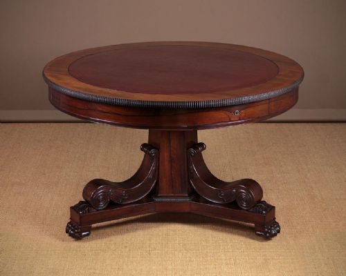 Regency Rosewood Leather Top Drum Table C.1820.