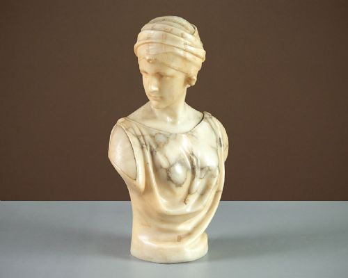 19th.c. Carved Alabaster Bust by Guglielmo Pugi C.1890.