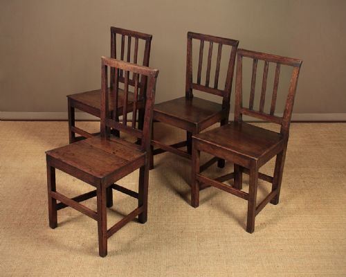 Four 19th.c. Oak Cottage Dining Chairs C.1830.