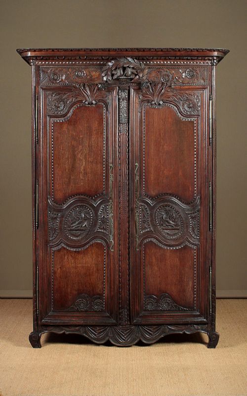 French Carved Oak Armoire C.1790.
