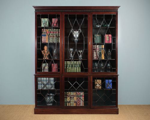 Large Edwardian Mahogany Glazed Library Bookcase C.1910.