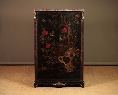 Marble Top Chinoiserie Painted Cupboard C.1920.