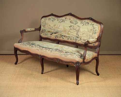 French Walnut Couch with Original Tapestry Covers C.1910.