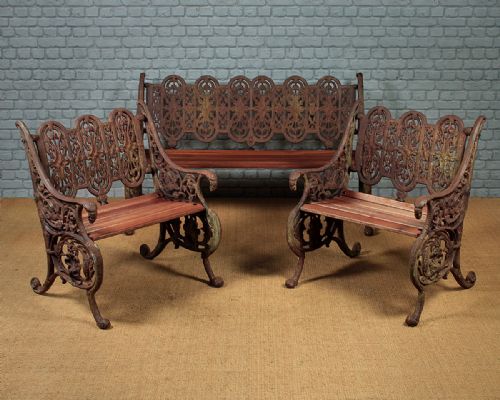 Cast Iron Garden Bench & Armchairs C.1900.