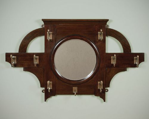 Edwardian Hall Mirror with Hooks C.1910.
