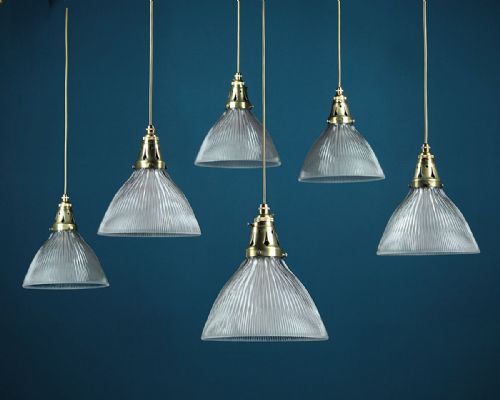 Six 20th.c. Hanging Lights by Holophane C.1920.