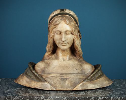 Plaster Bust of a Renaissance Lady by Leon Noel Delagrange C.1900.