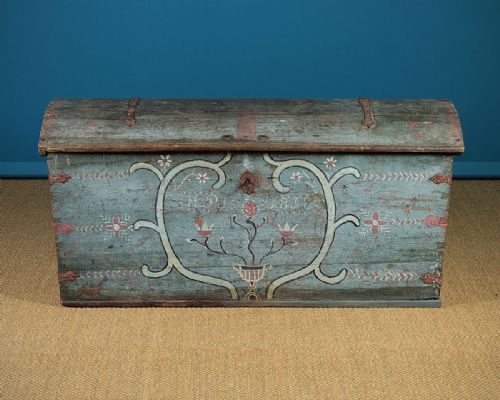 Swedish Painted Marriage Chest Dated 1818.