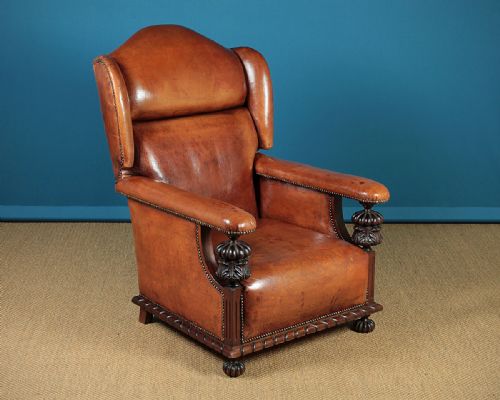 Large Leather Wingback Armchair C.1930.