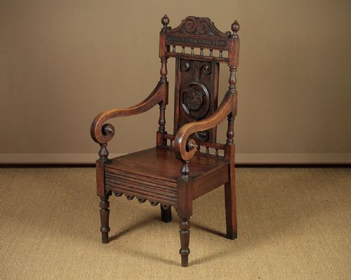 Welsh Carved Oak Armchair C.1880.