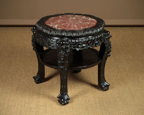 19th.c. Chinese Rosewood and Marble Top Urn Stand or Side Table C.1890.