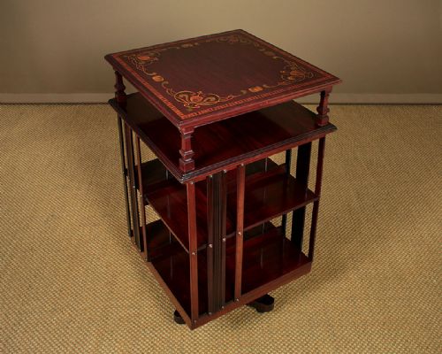 Art Nouveau Inlaid Revolving Bookcase C.1905.