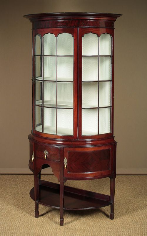 Bow Front Mahogany Display Cabinet on Stand C.1910.
