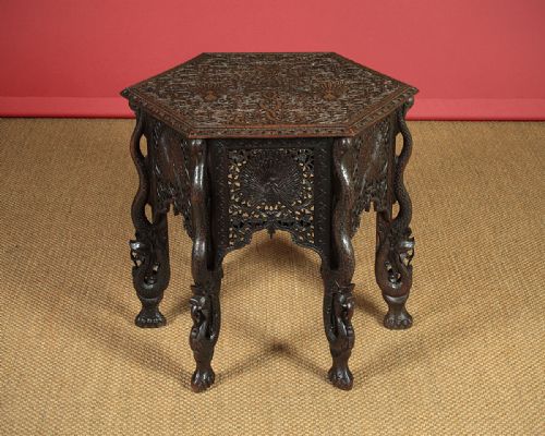 Anglo Indian Peacock Carved Tea Table C.1880.