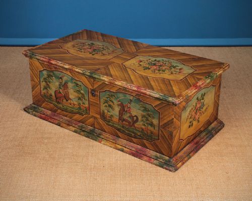 Painted Pine Chest with Military Figures C.1830.