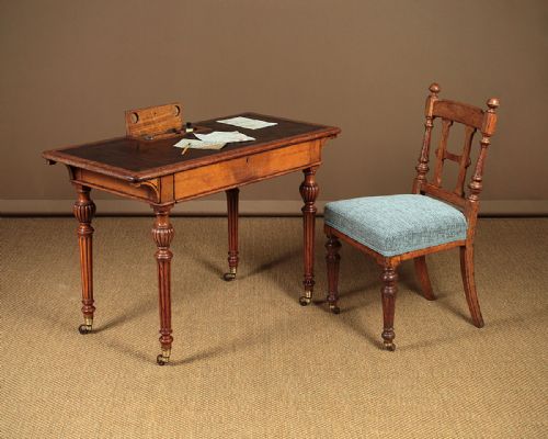 Small Oak Writing Desk & Chair by Lamb of Manchester C.1870.