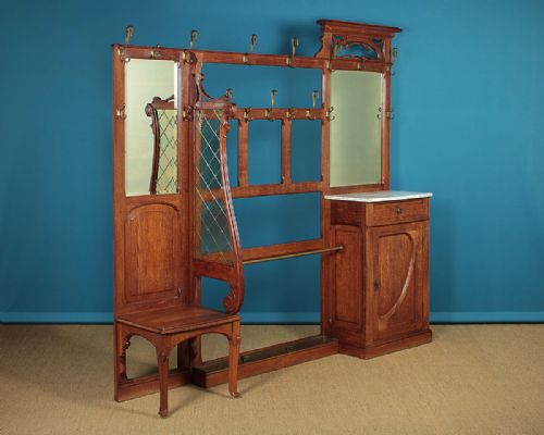 Exceptional Art Nouveau Hall Stand & Seat C.1905.