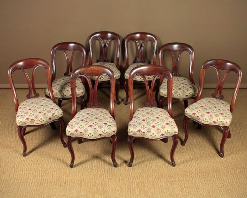 Set of 8 Walnut Dining Chairs C.1850.