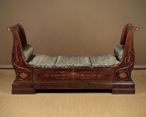 Exceptional Inlaid Rosewood Daybed or Couch C.1880.