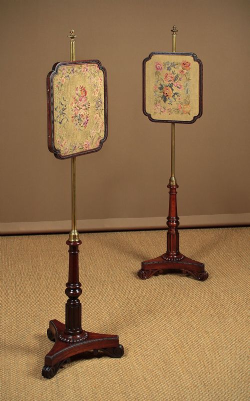 Pair of Regency Rosewood Pole Screens C.1830.