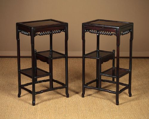 Pair of Oriental Rosewood Lamp Tables C.1920.