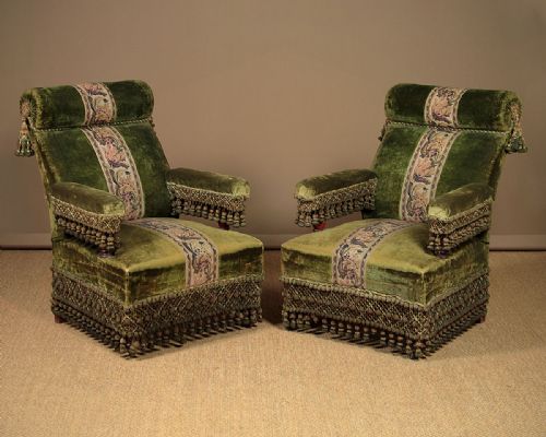 Pair Late 19th.c. French Easy Armchairs C.1890.