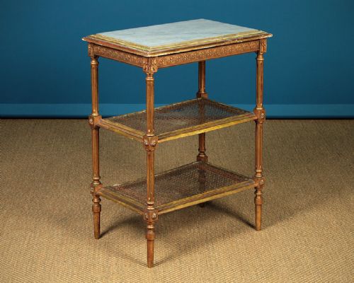 Gilded Marble Top Canework Stand C.1905.