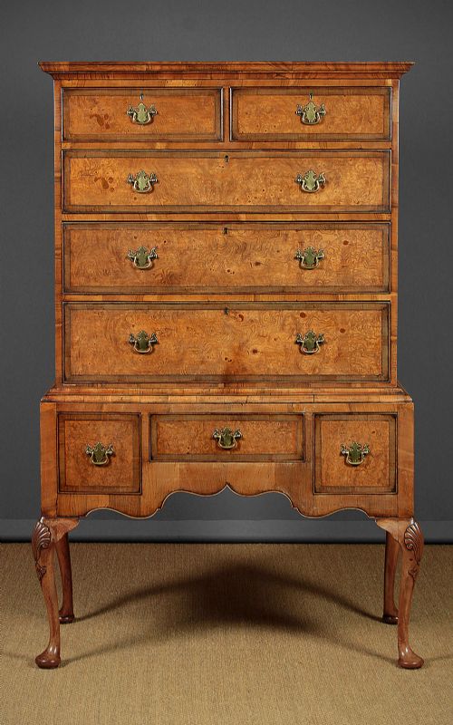 Early 20th.c. Queen Anne Style Walnut Chest of Drawers on Stand C.1920.