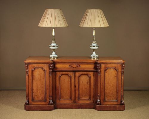 Mid 19th.c. Inverted Breakfront Four Door Oak Sideboard C.1860.